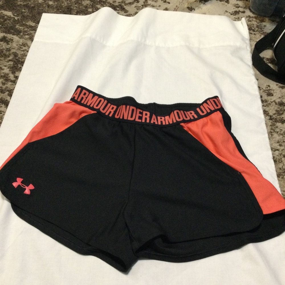 Under Armour  Orange and Black running shorts Size: extra small